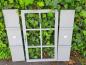 Preview: Deko Sprossenfenster ( 115 cm x 50 cm ) mit Metallgriff + 2 Läden grau shabby chic Vintage Landhaus - Handarbeit ( indoor / outdoor )